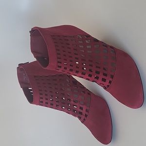 Maroon Burgandy Caged Ankle Booties NWOT